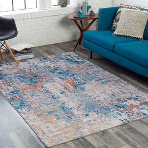 Olivia OLV-2309 Modern Polyester Rug OLV2309-912 Navy, Denim, Burnt Orange, Coral, Khaki, Beige, Cream 100% Polyester 9' x 12'