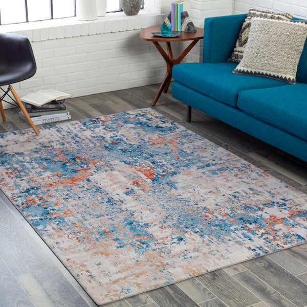 Olivia OLV-2309 Modern Polyester Rug OLV2309-912 Navy, Denim, Burnt Orange, Coral, Khaki, Beige, Cream 100% Polyester 9' x 12'