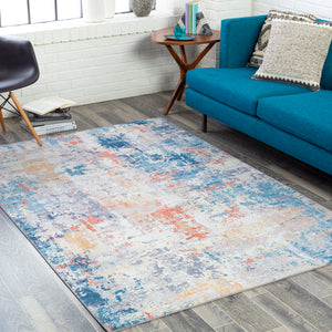 Olivia OLV-2311 Modern Polyester Rug OLV2311-912 Navy, Denim, Burnt Orange, Khaki, Beige, Wheat, Light Gray, Medium Gray, Cream 100% Polyester 9' x 12'