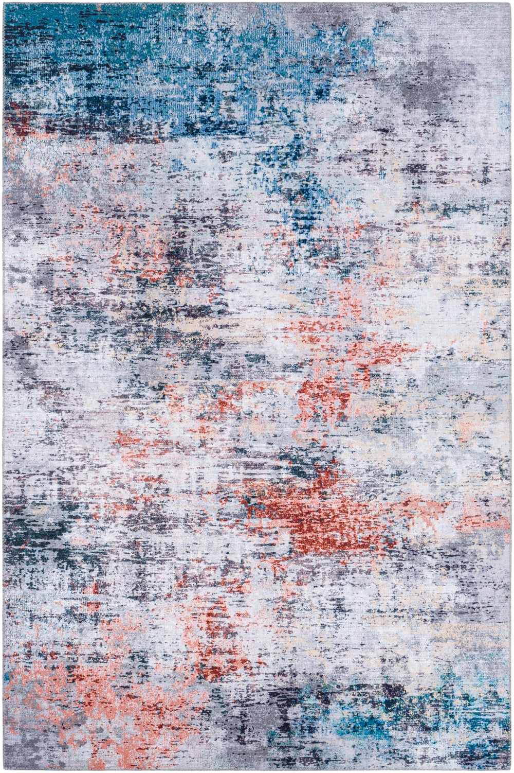 Olivia OLV-2312 Modern Polyester Rug OLV2312-912 Burnt Orange, Pale Pink, Teal, Charcoal, Medium Gray, Wheat, Cream 100% Polyester 9' x 12'