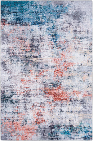 Olivia OLV-2312 Modern Polyester Rug OLV2312-912 Burnt Orange, Pale Pink, Teal, Charcoal, Medium Gray, Wheat, Cream 100% Polyester 9' x 12'