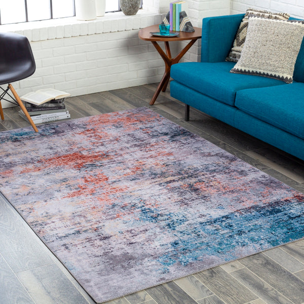 Olivia OLV-2312 Modern Polyester Rug OLV2312-912 Burnt Orange, Pale Pink, Teal, Charcoal, Medium Gray, Wheat, Cream 100% Polyester 9' x 12'