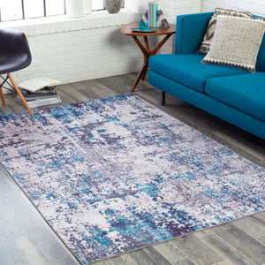 Olivia OLV-2313 Modern Polyester Rug OLV2313-912 Cream, Beige, Charcoal, Bright Blue 100% Polyester 9' x 12'