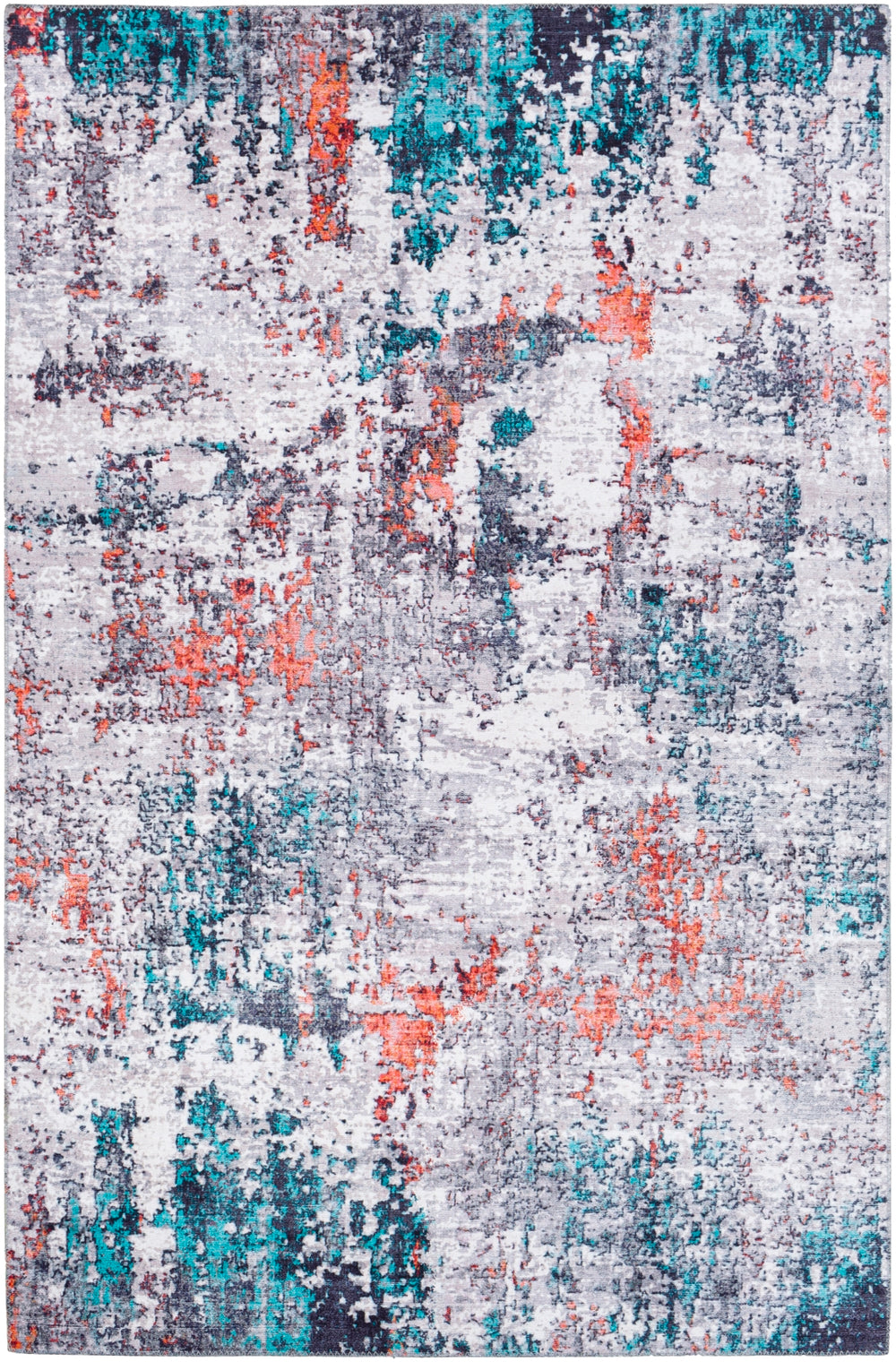 Olivia OLV-2314 Modern Polyester Rug OLV2314-912 Charcoal, Teal, Burnt Orange, Coral, Medium Gray, Cream 100% Polyester 9' x 12'