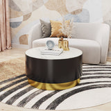 English Elm EE2894 Marble, MDF, Iron Modern Commercial Grade Coffee Table White, Black, Gold Marble, MDF, Iron