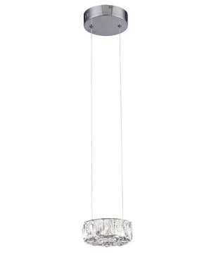 Bethel Chrome LED Single Pendant Lighting in Metal & Crystal