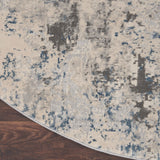 Nourison Rustic Textures RUS07 Painterly Machine Made Power-loomed Indoor Area Rug Ivory Grey Blue 7'10" x round 99446836175