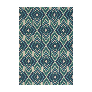 Noble House Myrtle Indoor/ Outdoor Geometric 5 x 8 Area Rug, Navy and Green