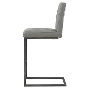 Ronan Leatherette Counter Stool Set of 2 - Vintage Industrial Style with Channel Tufting and Iron Frame