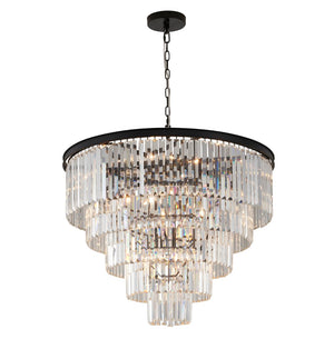 Bethel Black Chandelier in Metal & Crystal