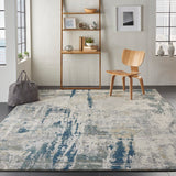 Nourison Artworks ATW05 Artistic Machine Made Loom-woven Indoor only Area Rug Ivory/Navy 9'6" x 12'6" 99446710956