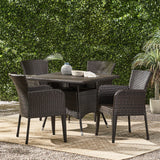 Corsica Multi-Brown Square 5pc Bistro Set Noble House