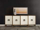 Hooker Furniture Melange Transitional Poplar and Hardwood Solids with Pecan Veneer and Robus Leather Credenza 638-85181