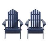 Hollywood Outdoor Acacia Wood Foldable Adirondack Chairs (Set of 2), Navy Blue