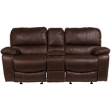 Porter Designs Ramsey Leather-Look seat Transitional Reclining Console Love Brown 03-112C-02-6016