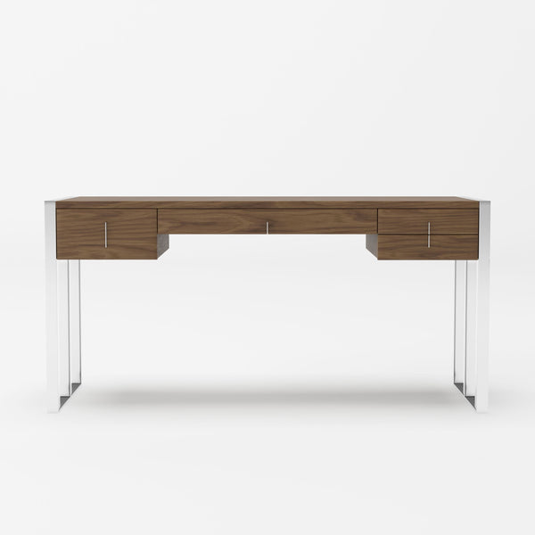 VIG Furniture Modrest Orcutt - Modern Walnut & Stainless Steel Desk VGBBMQ2003-DESK