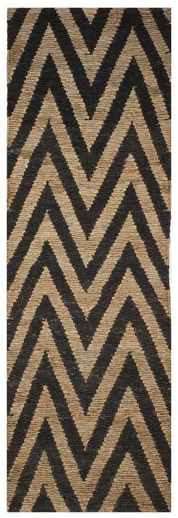 Organic Chevron  Hand Knotted Jute Pile Rug Black / Natural