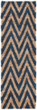 Organic Chevron  Hand Knotted Jute Pile Rug Blue / Natural