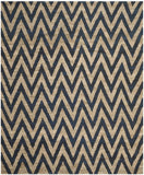 Organic Chevron  Hand Knotted Jute Pile Rug Blue / Natural