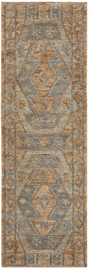 Organic 701  Hand Woven 100% Jute Pile Rug Slate / Natural