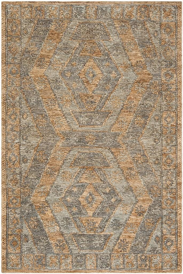 Organic 701  Hand Woven 100% Jute Pile Rug Slate / Natural
