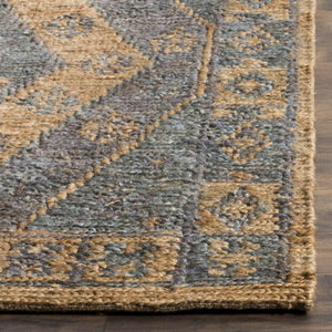 Organic 701  Hand Woven 100% Jute Pile Rug Slate / Natural