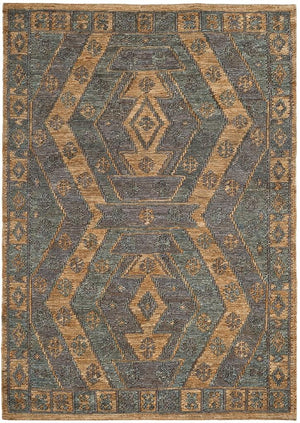 Organic 701  Hand Woven 100% Jute Pile Rug Slate / Natural