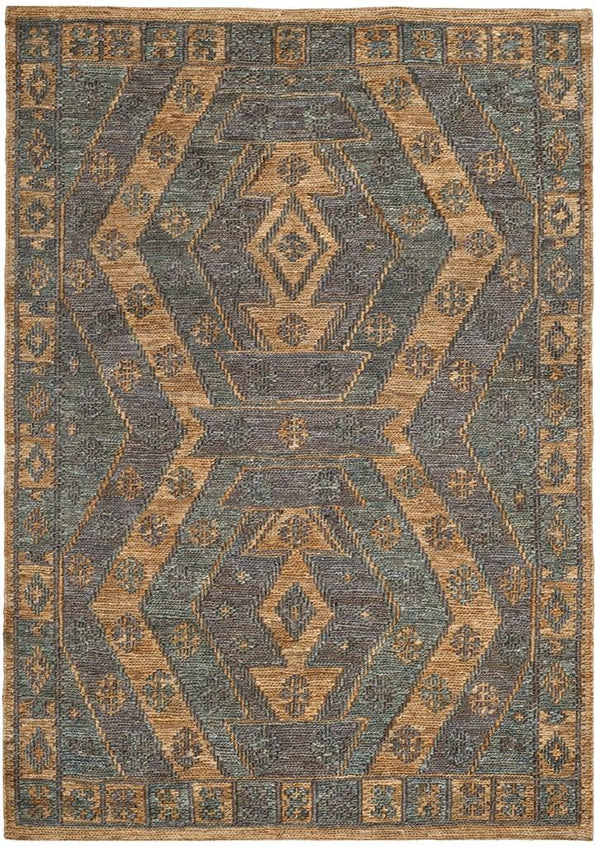 Organic 701  Hand Woven 100% Jute Pile Rug Slate / Natural
