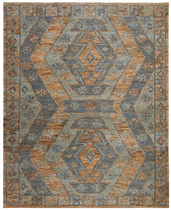 Organic 701  Hand Woven 100% Jute Pile Rug Slate / Natural