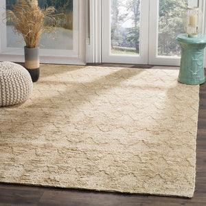 Organic 702  Hand Woven 100% Jute Pile Rug Light Beige