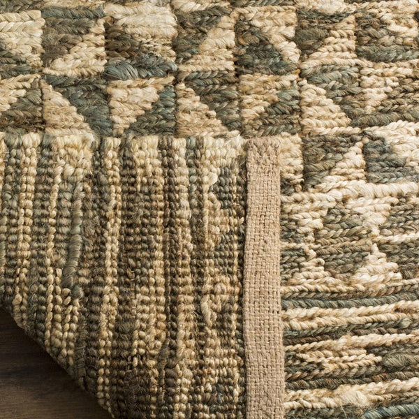 Organic 703  Hand Woven 100% Jute Pile Rug Slate / Natural