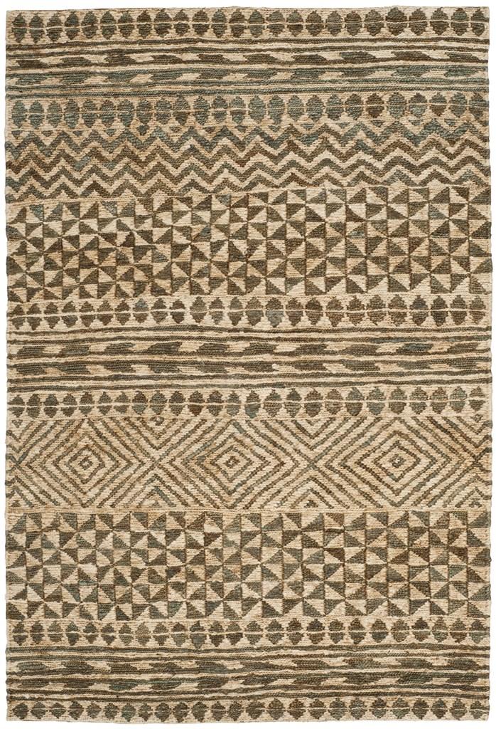 Organic 703  Hand Woven 100% Jute Pile Rug Slate / Natural