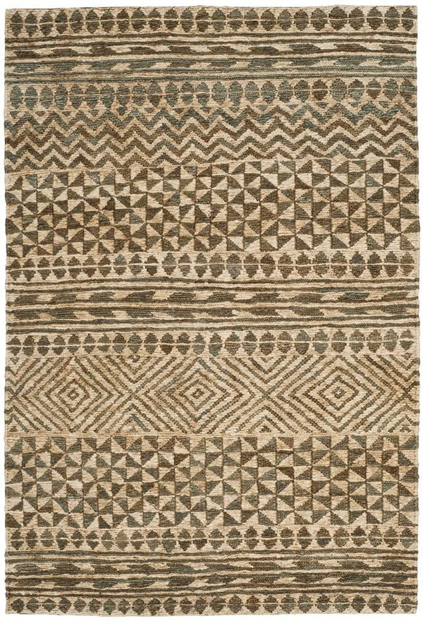 Organic 703  Hand Woven 100% Jute Pile Rug Slate / Natural
