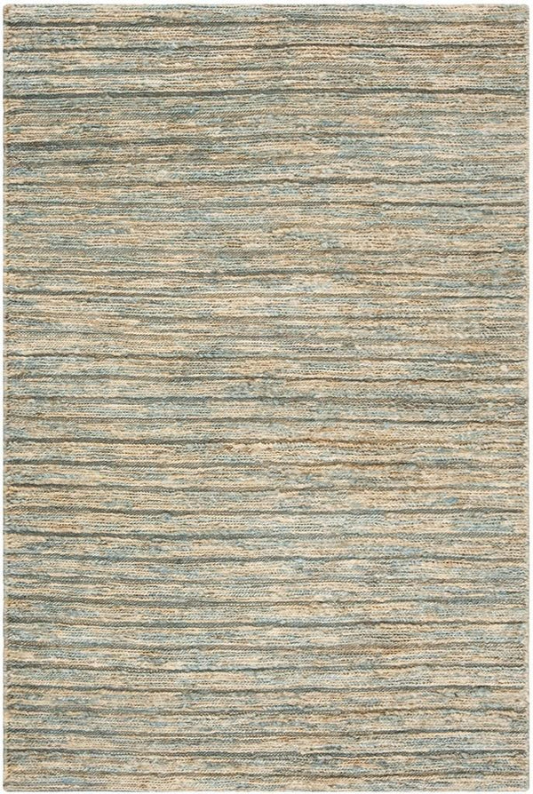 Organic 704  Hand Woven 100% Jute Pile Rug Blue / Natural