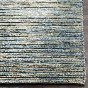 Organic 704  Hand Woven 100% Jute Pile Rug Blue / Natural