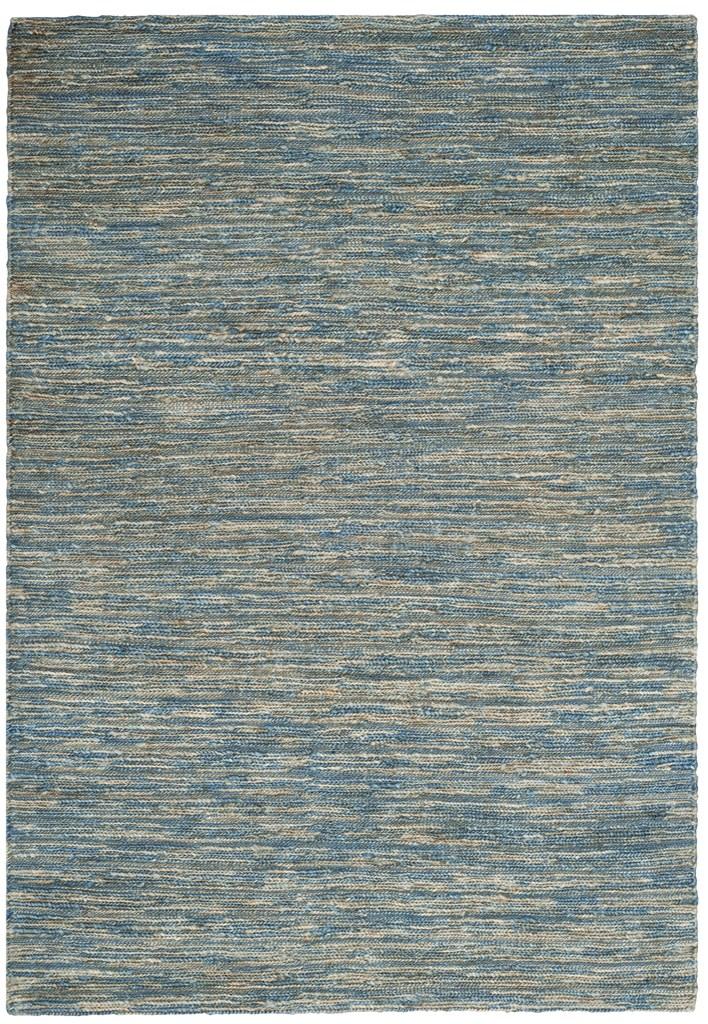 Organic 704  Hand Woven 100% Jute Pile Rug Blue / Natural
