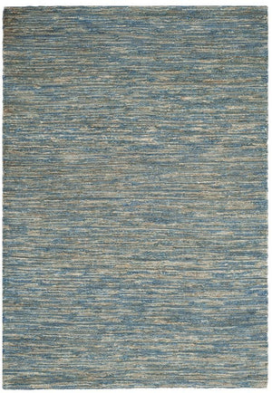 Organic 704  Hand Woven 100% Jute Pile Rug Blue / Natural