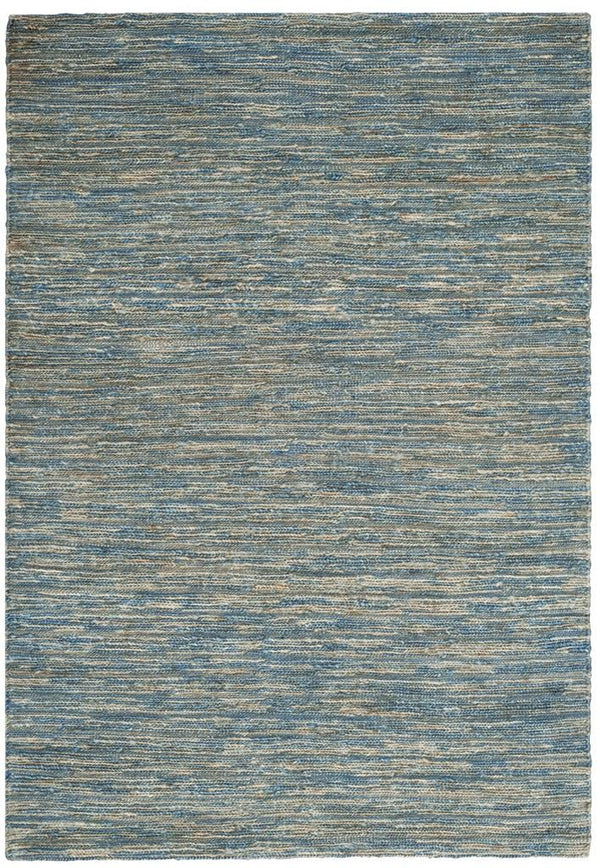 Organic 704  Hand Woven 100% Jute Pile Rug Blue / Natural