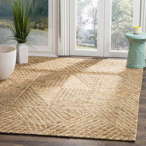 Organic 705  Hand Woven 100% Jute Pile Rug Natural / Ivory