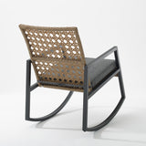 Walker Edison Modern Patio Rattan Rocking Chair - Light Brown/Grey ORLIZRC1BG