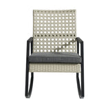 Walker Edison Modern Patio Rattan Rocking Chair - Light Grey/Grey in Resin Rattan, Powder Coated Metal And Uv Resistant Olefin Fabric Cushion ORLIZRC1GG 840035300733
