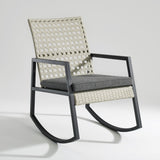 Walker Edison Modern Patio Rattan Rocking Chair - Light Grey/Grey in Resin Rattan, Powder Coated Metal And Uv Resistant Olefin Fabric Cushion ORLIZRC1GG 840035300733