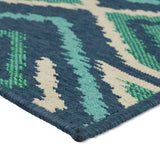 Noble House Myrtle Indoor/ Outdoor Geometric 5 x 8 Area Rug, Navy and Green