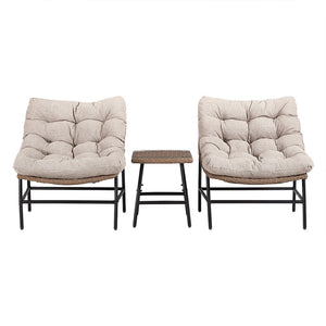 Walker Edison Transitional Patio Chairs, Set of 2 - Natural in Aluminum, Pvc Rattan ORRSC2NL 842158132345