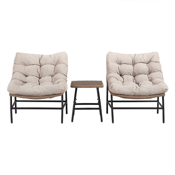 Walker Edison Transitional Patio Chairs, Set of 2 - Natural in Aluminum, Pvc Rattan ORRSC2NL 842158132345