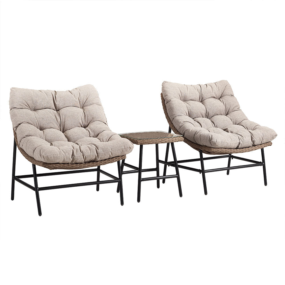 Walker Edison Transitional Patio Chairs, Set of 2 - Natural in Aluminum, Pvc Rattan ORRSC2NL 842158132345
