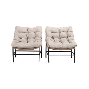 Walker Edison Transitional Patio Chairs, Set of 2 - Natural in Aluminum, Pvc Rattan ORRSC2NL 842158132345