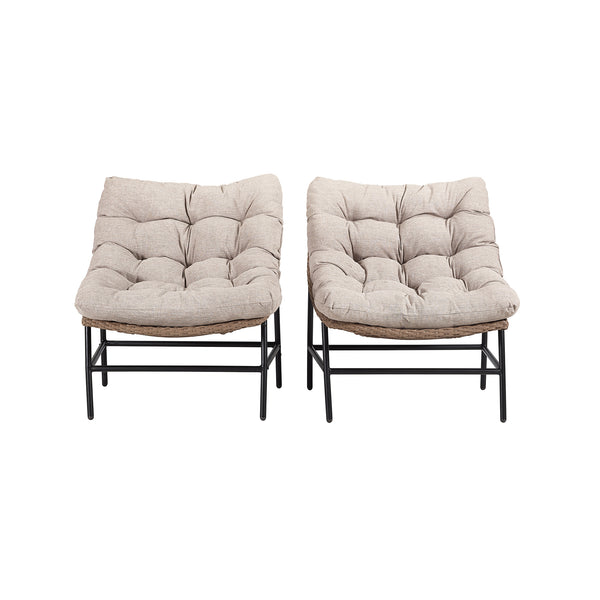 Walker Edison Transitional Patio Chairs, Set of 2 - Natural in Aluminum, Pvc Rattan ORRSC2NL 842158132345