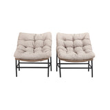 Transitional Patio Chairs, Natural in Aluminum, Pvc Rattan - Set of 2
