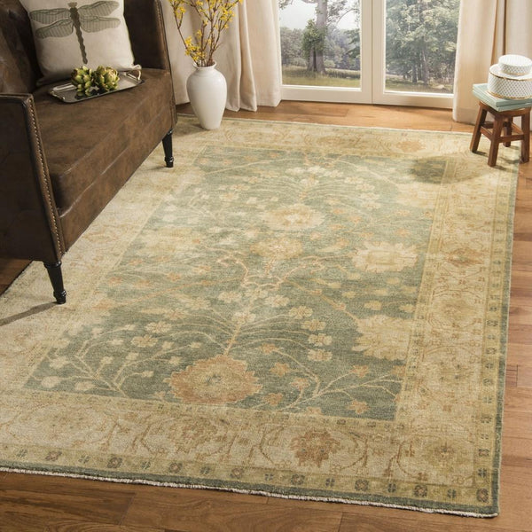 Oushak Hand Knotted Rug - Stunning Turkish-Inspired Design with Enlarged Palmettes and Trees